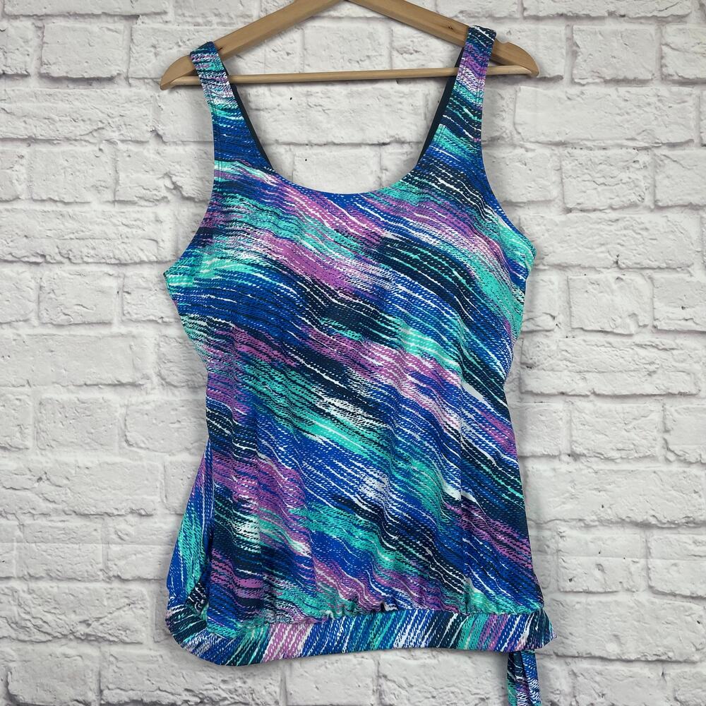 J5024 Smudge life swim top with a side-tie hemline size 2XL